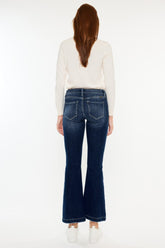 Kancan Petite Mid Rise Button Fly Flare Jeans - Stretch Denim & Trendy Style
